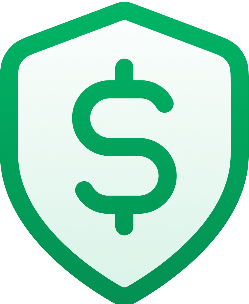 Shield with dollar sign.