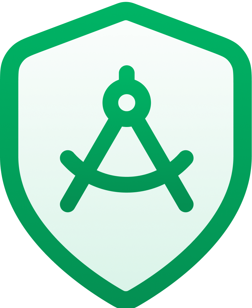 Shield with measuring compass.