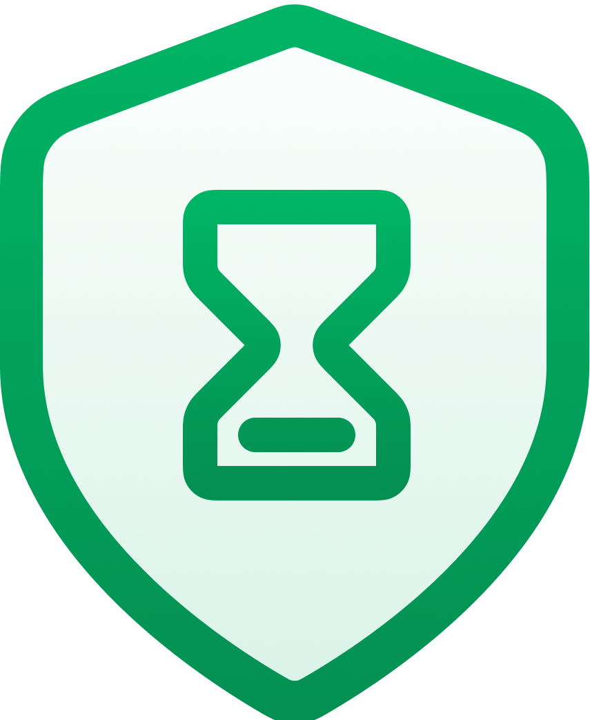 Shield with hourglass.